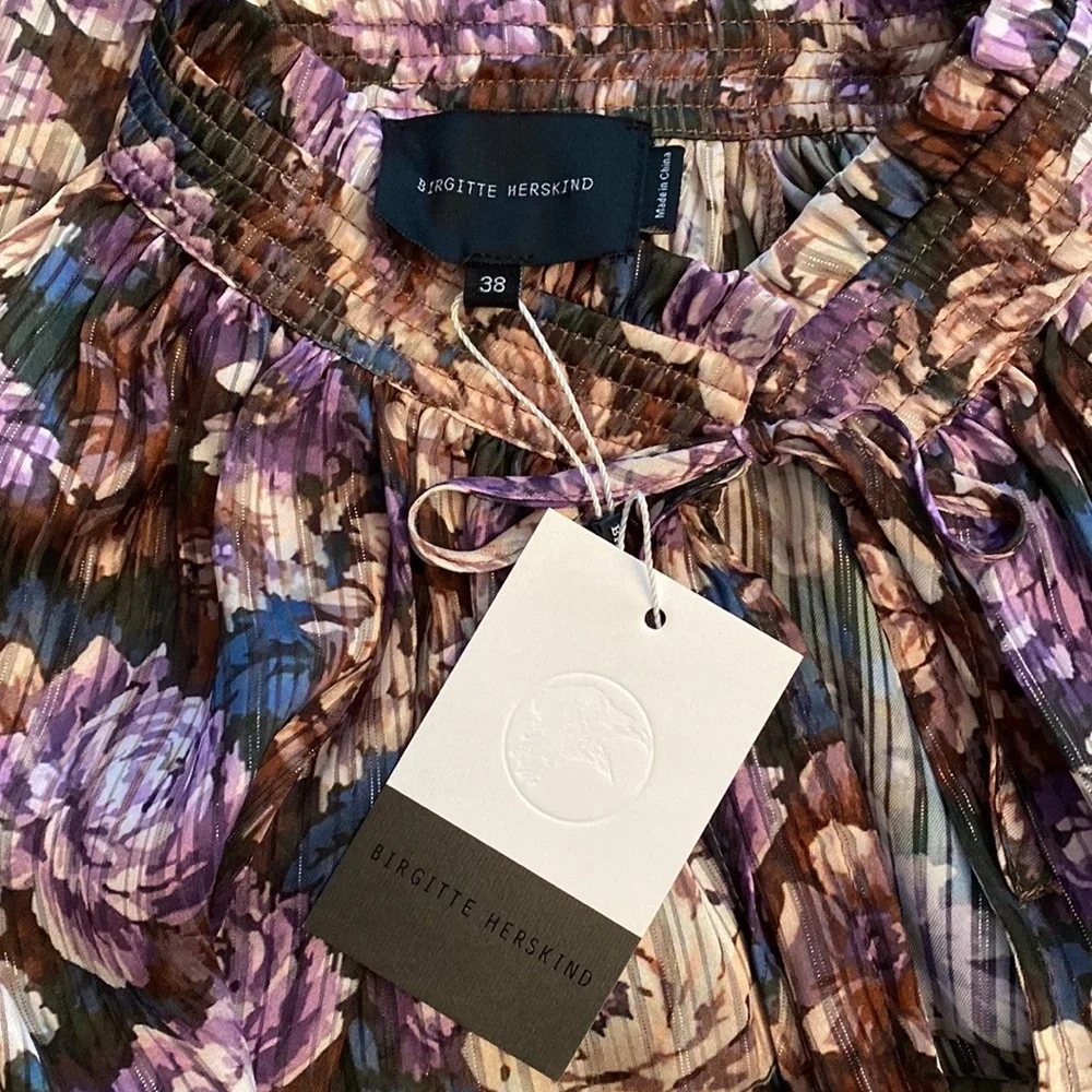 NWT Birgitte Herskind Gajol Blouse Blooming Floral Metallic  38 - Picture 5 of 13